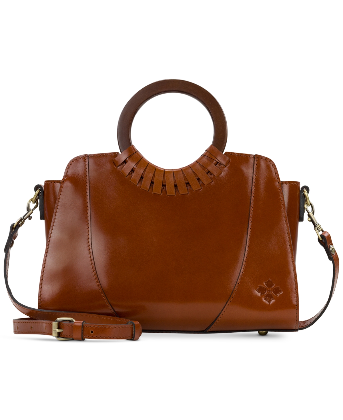 Patricia Nash Lyon Medium Leather Satchel Crossbody In Tan ModeSens