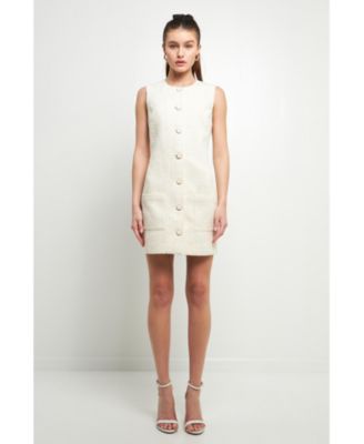 Women's Sleeveless Tweed Mini Dress