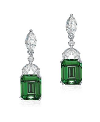 Sterling Silver White Gold Plated Cubic Zirconia Lantern Earrings