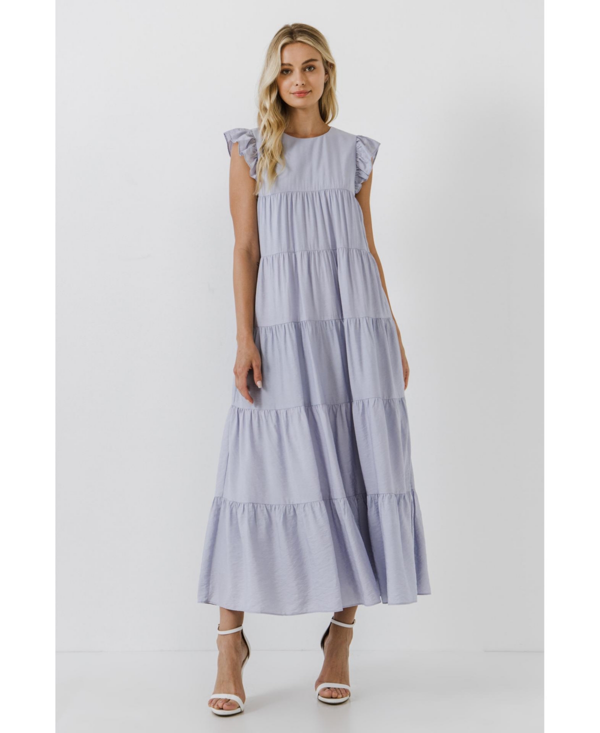 English Factory Tiered Maxi Dress In Powder Blue