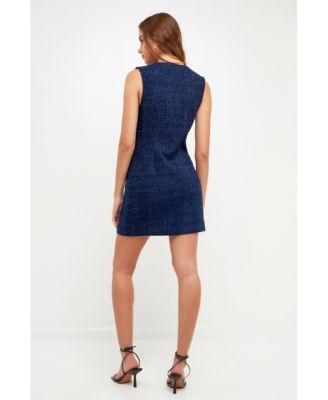Women's Sleeveless Tweed Mini Dress