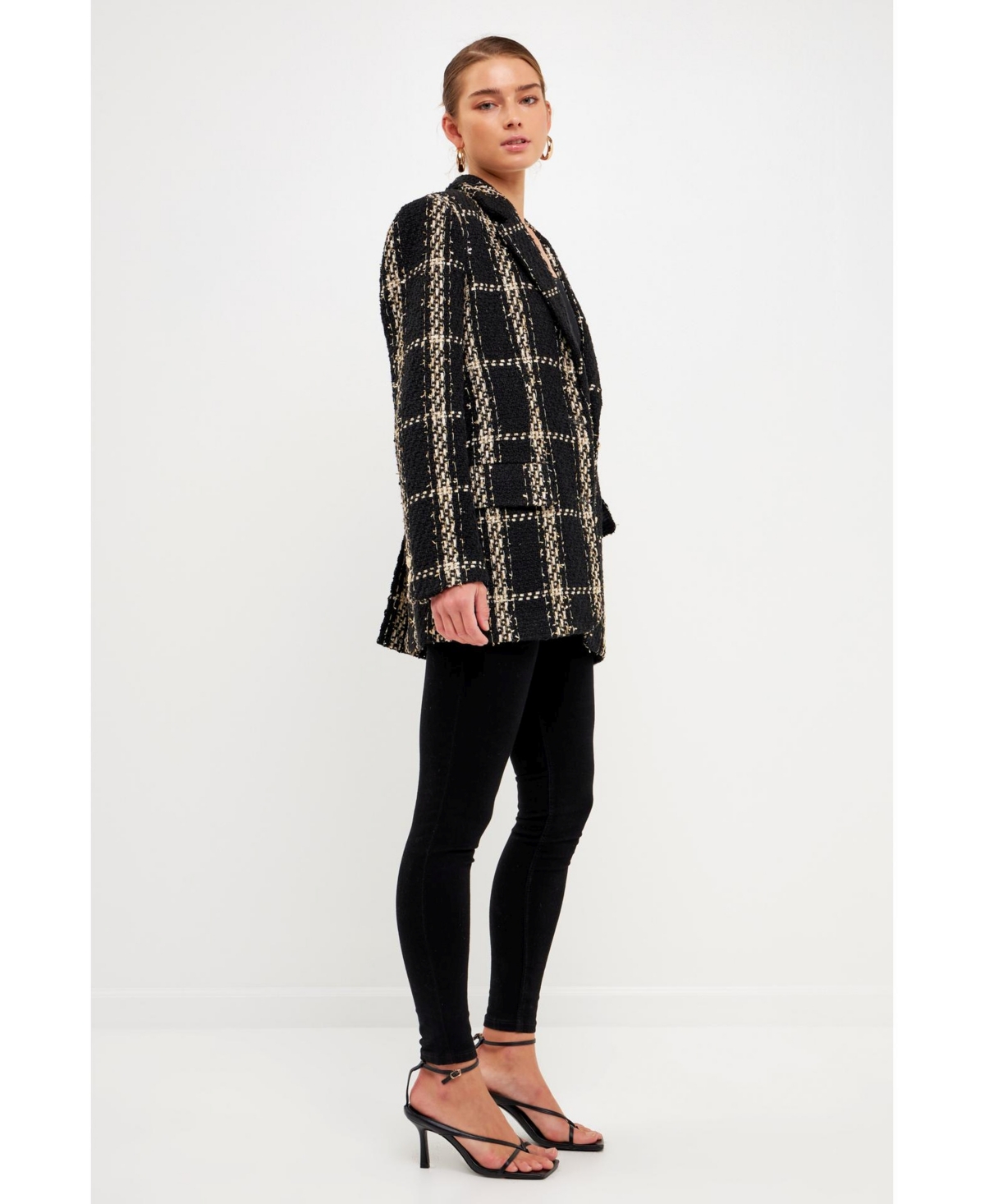 endless rose Women's Oversized Tweed Blazer