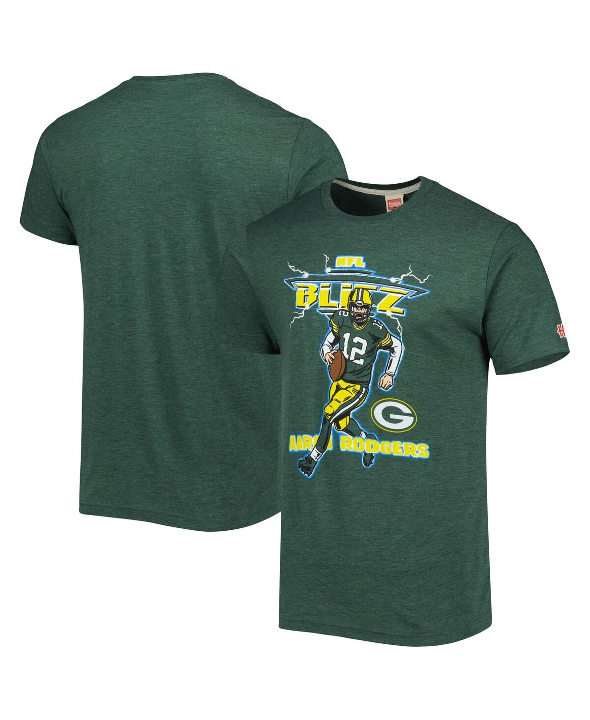 Homage Men's  Aaron Rodgers Heathered Green Green Bay Packers Nfl Blitz Player Tri-blend T-shirt