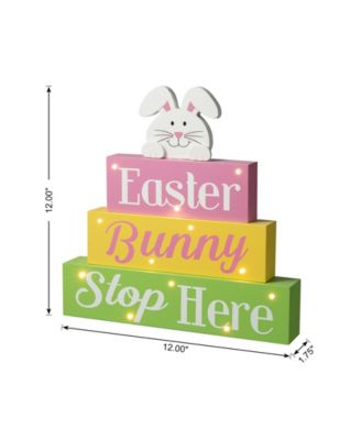12" L Easter LED Lighted Wooden Bunny Block Word Sign