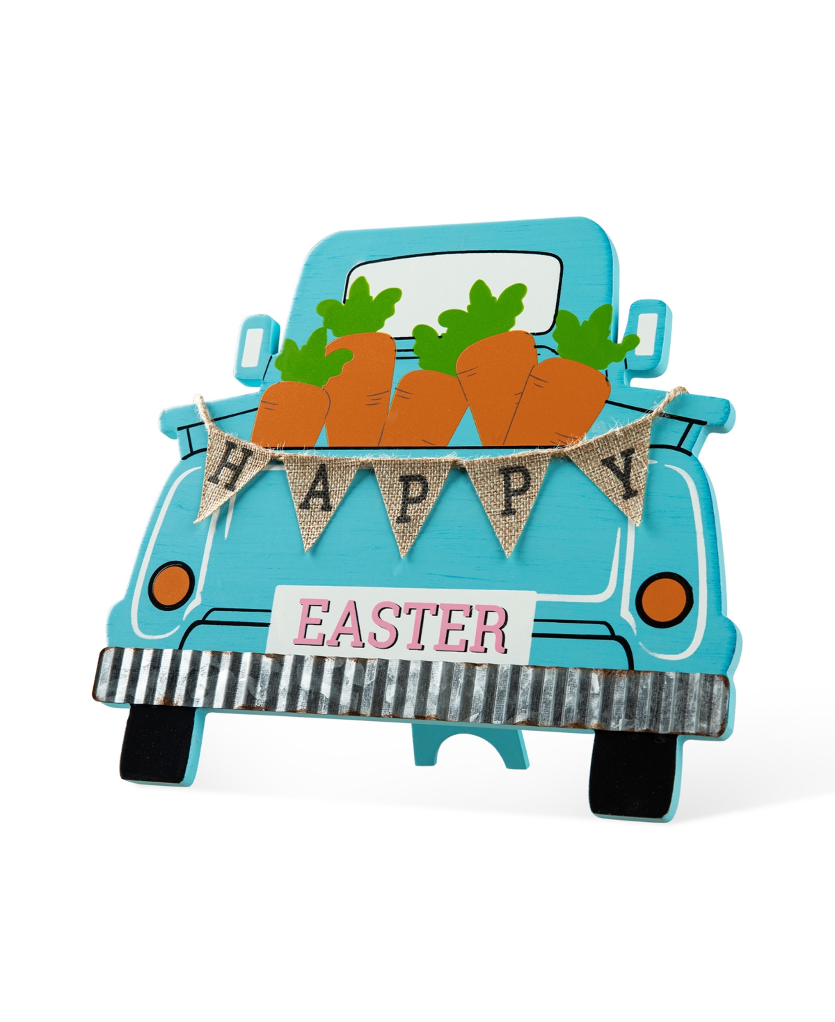 Glitzhome 11.5" L Easter Wooden Truck Table Decor In Blue