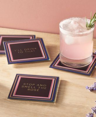 4" Glass Coaster Set, 4 Piece