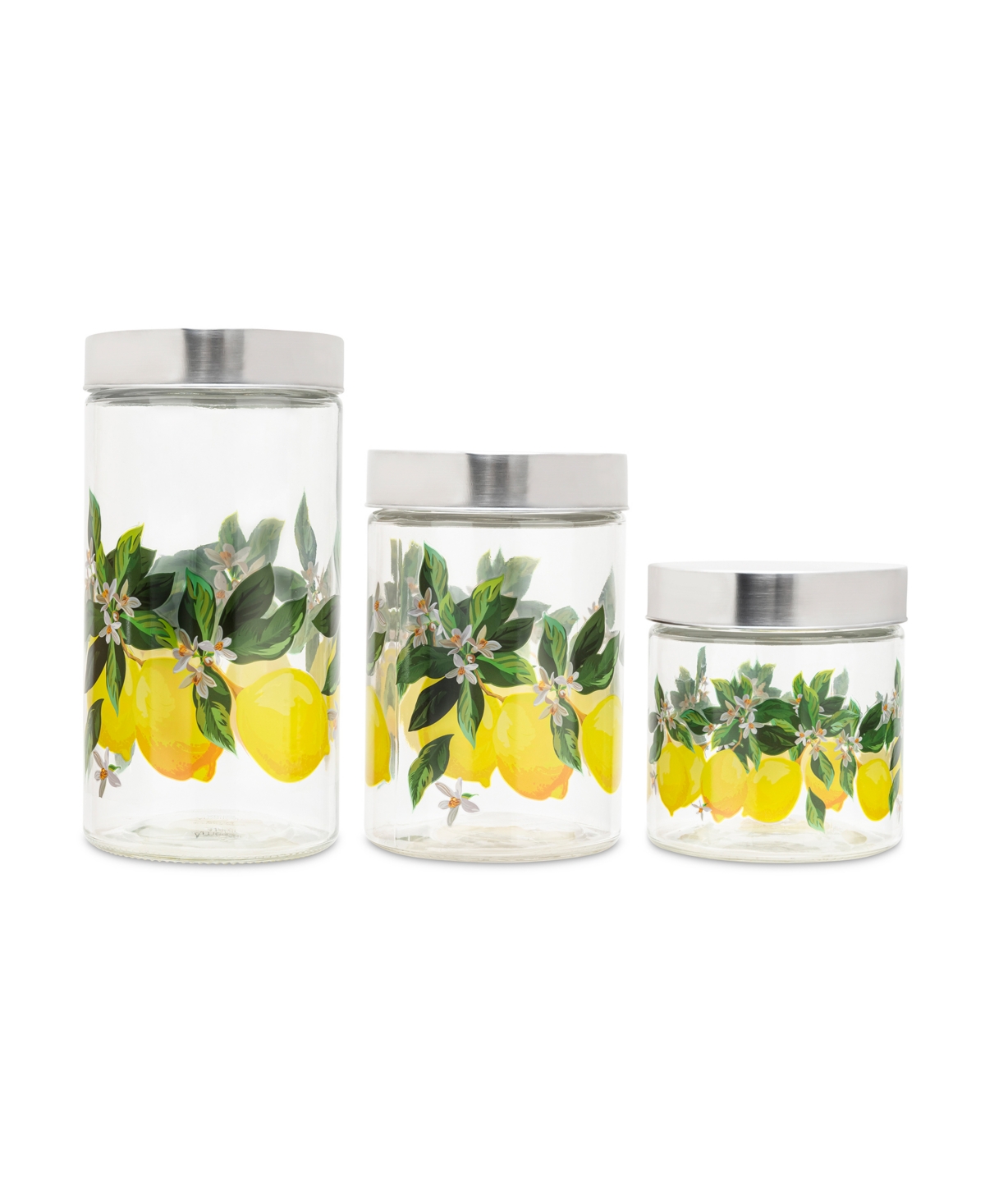 American Atelier Lemon Glass Canisters Set, 3 Piece In Clear