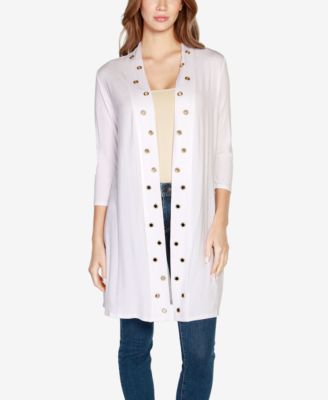 Women's Grommet-Trim Duster Open Front Cardigan Top