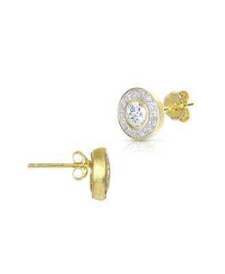 Sterling Silver Cubic Zirconia Halo Stud Earrings