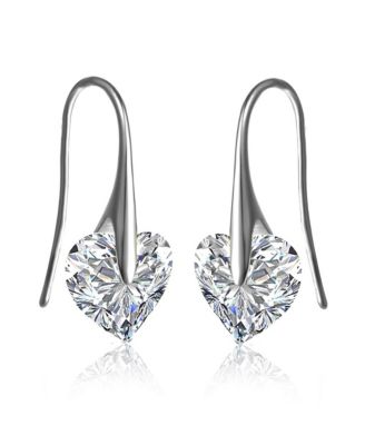 Sterling Silver Movable Cubic Zirconia Stylish Party Heart Earrings