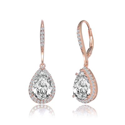 Elegant Sterling Silver CZ Pear and Pav&eacute; Statement Drop Earrings