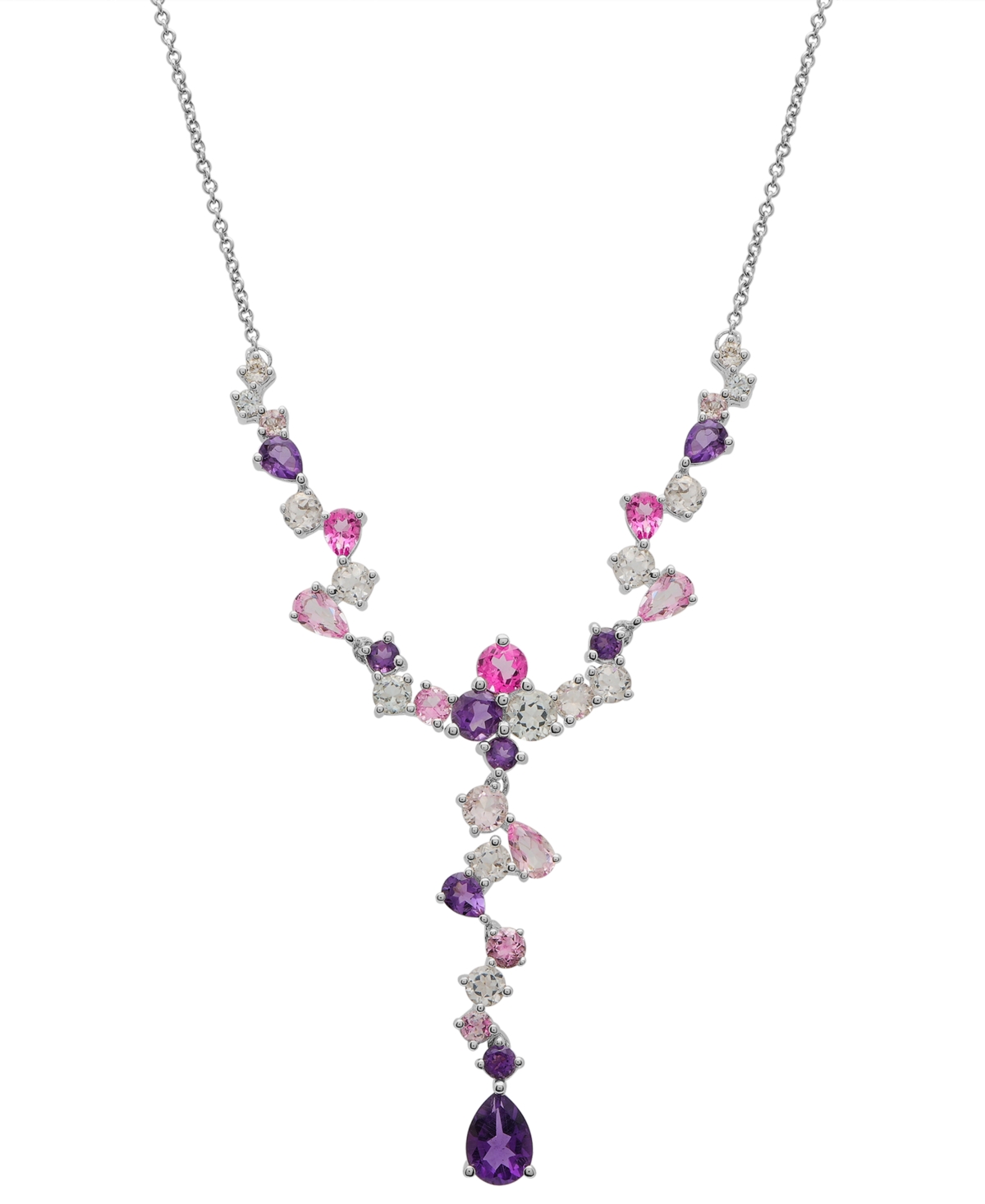 Macy's Multi-gemstone 17" Lariat Necklace (5-5/8 Ct. T.w.) In Sterling Silver