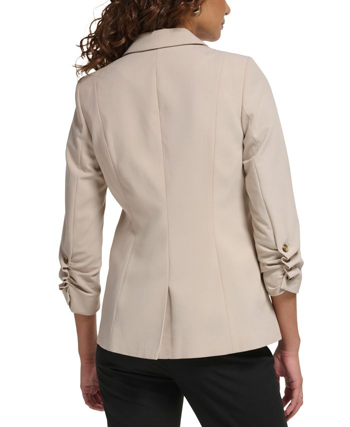 Calvin Klein Petite 3/4-Scrunched Sleeve Button-Front Blazer - Macy's