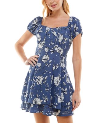 pear culture - Juniors' Floral-Print Fit & Flare Dress