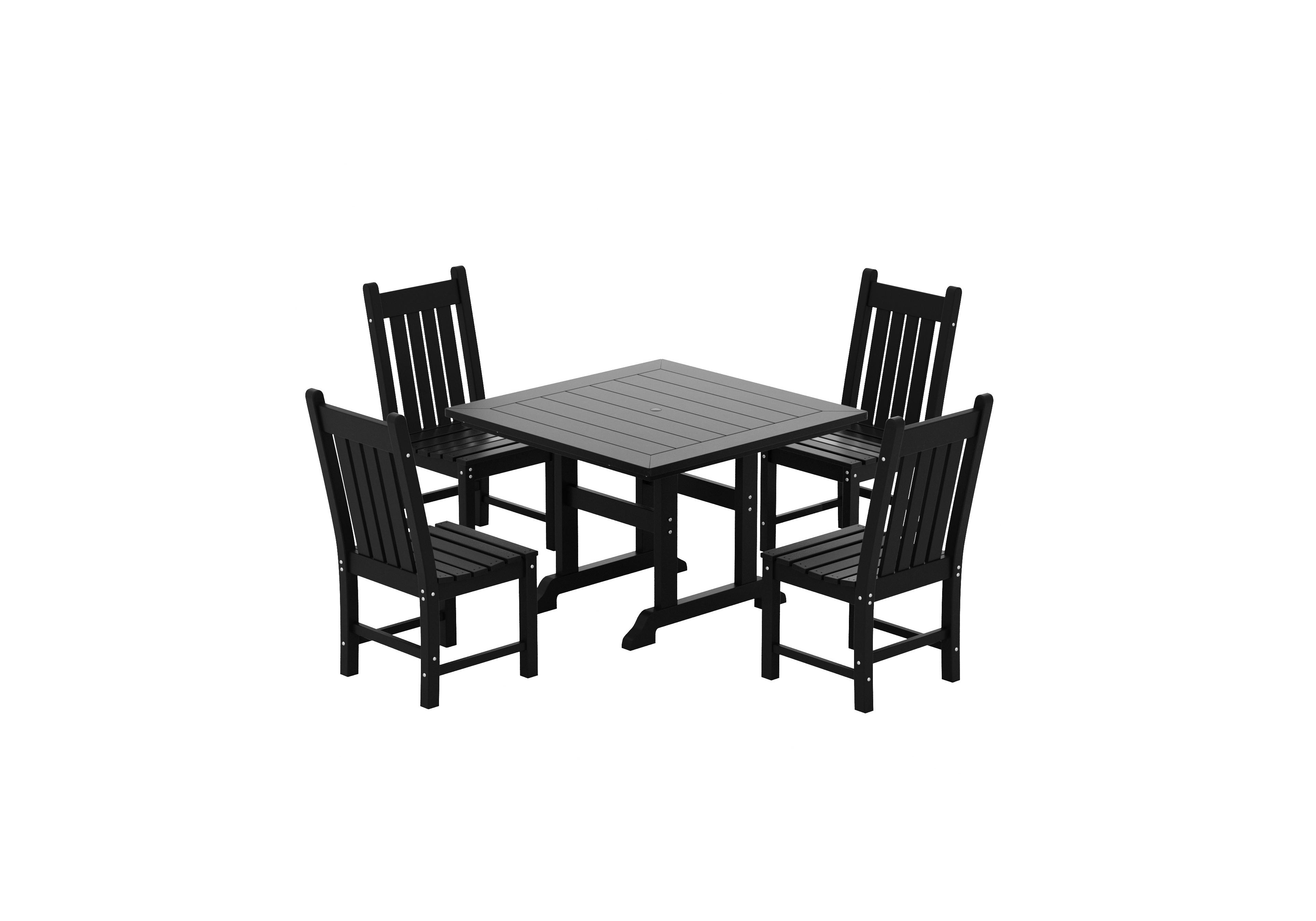 WestinTrends 5 Piece Outdoor Patio Dining Set Square Table and Chair