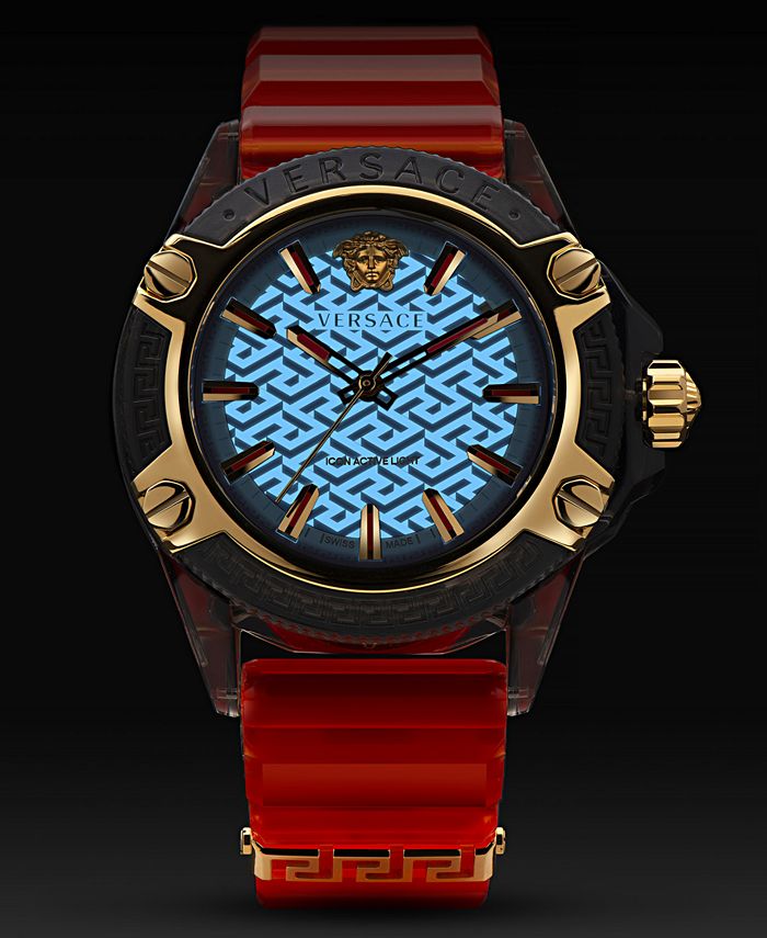 Men s Swiss Icon Active Orange Silicone Strap Watch 42mm