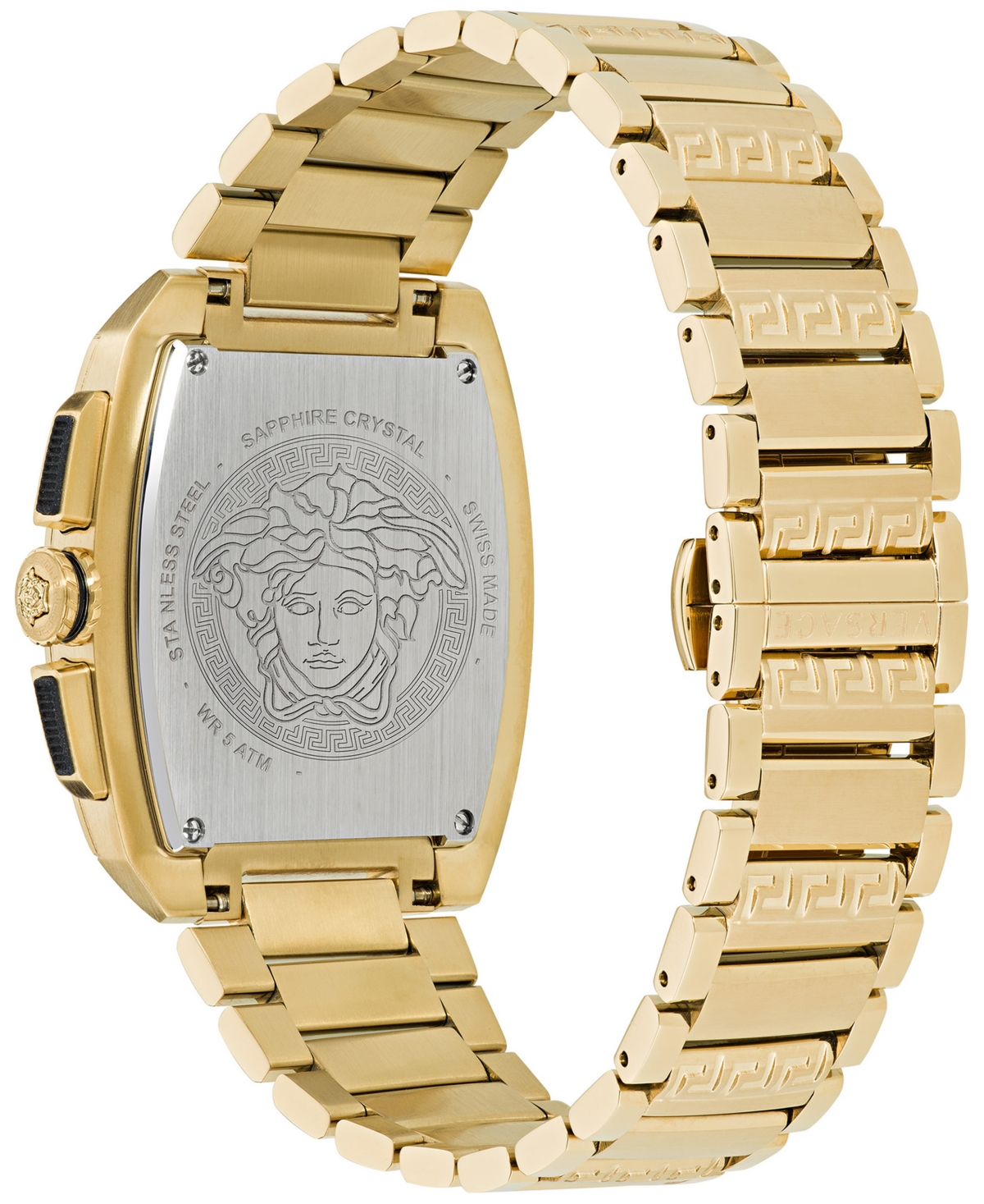 Shop Versace Men's Swiss Chronograph Dominus Gold Ion Plated Bracelet Watch 42x50mm In Ip Yellow Gold