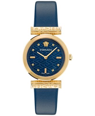 Versace - Women's Swiss Regalia Blue Leather Strap Watch 34mm