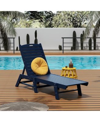 Poly Reclining Outdoor Patio Chaise Lounge Chair Adjustable