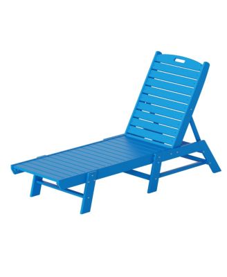 Poly Reclining Outdoor Patio Chaise Lounge Chair Adjustable