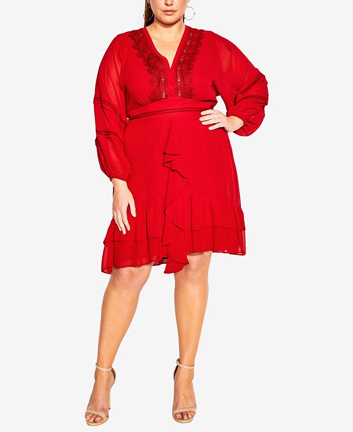City Chic Trendy Plus Size Sweetheart Ruffle Dress - Macy's