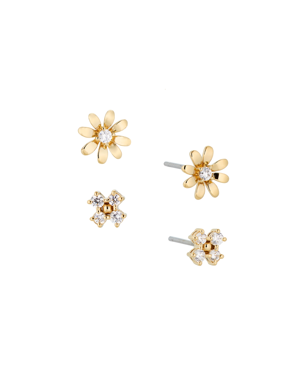Ava Nadri Set Of Two Pair Stud Earrings In Gold