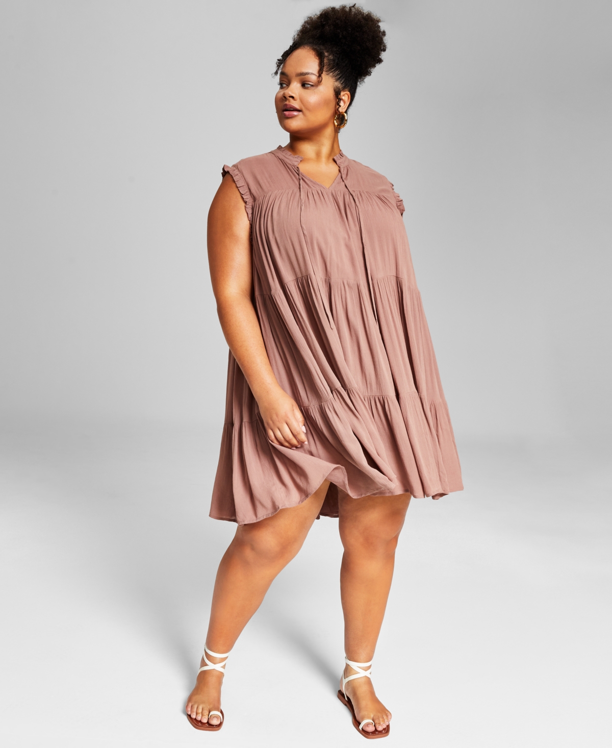 And Now This Trendy Plus Size Tiered Swing Dress In Croquis Blue