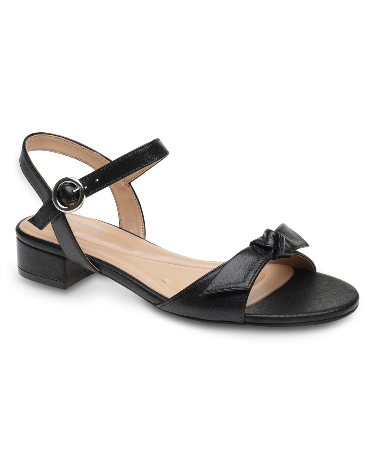 Shop Easy Spirit Women's Ginova Round Toe Block Heel Dress Sandals In Black Leather