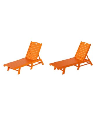 Poly Reclining Outdoor Patio Chaise Lounge Chair Adjustable (Set of 2)