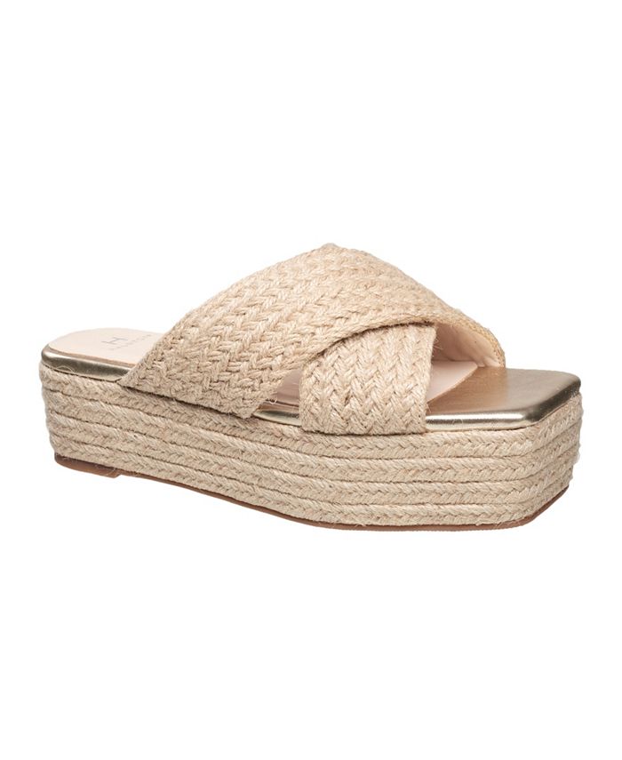 French Connection H Halston Women's Braided Slip On Wedge Sandals - Macy's