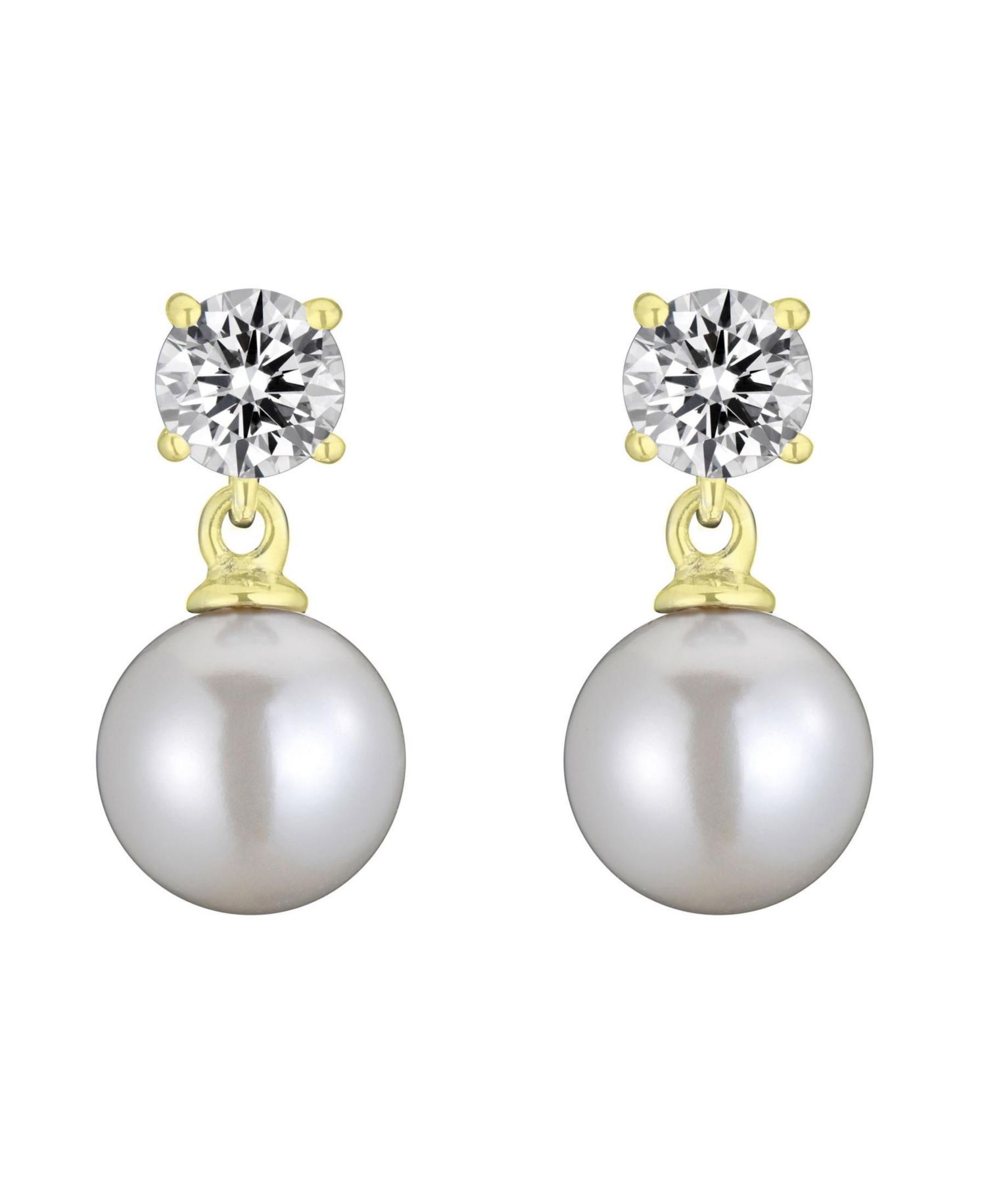 Elegant Sterling Silver Timeless CZ & Pearl Drop Earrings