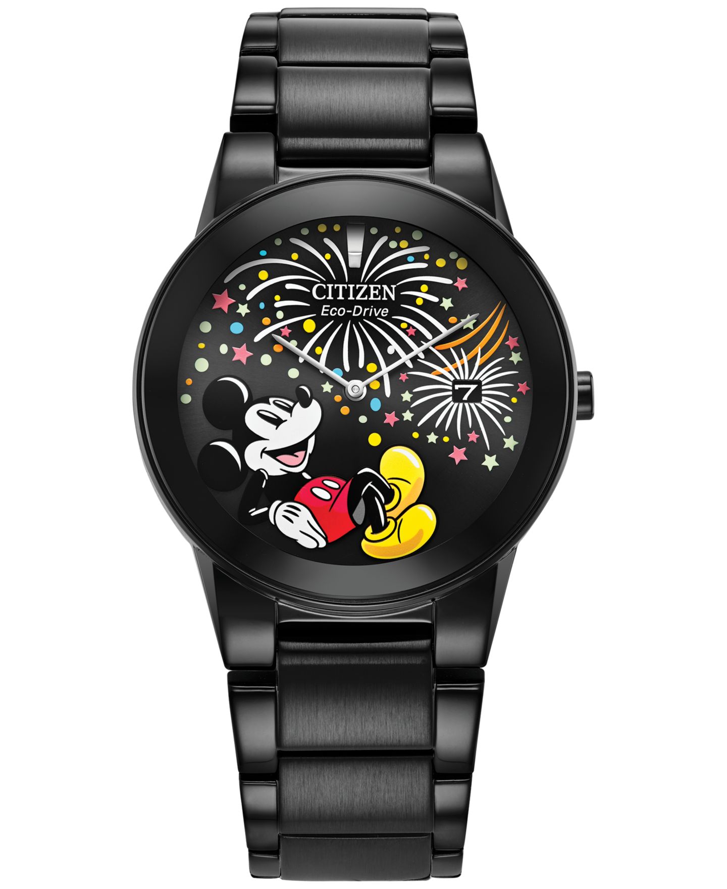 Часы Citizen Eco-Drive Unisex Disney Mickey Mouse Black Stainless Steel Bracelet Watch 40mm — фото 1