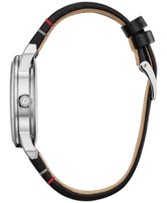 Eco-Drive Women's Disney Mickey Mouse Black Leather Strap Watch 40mm