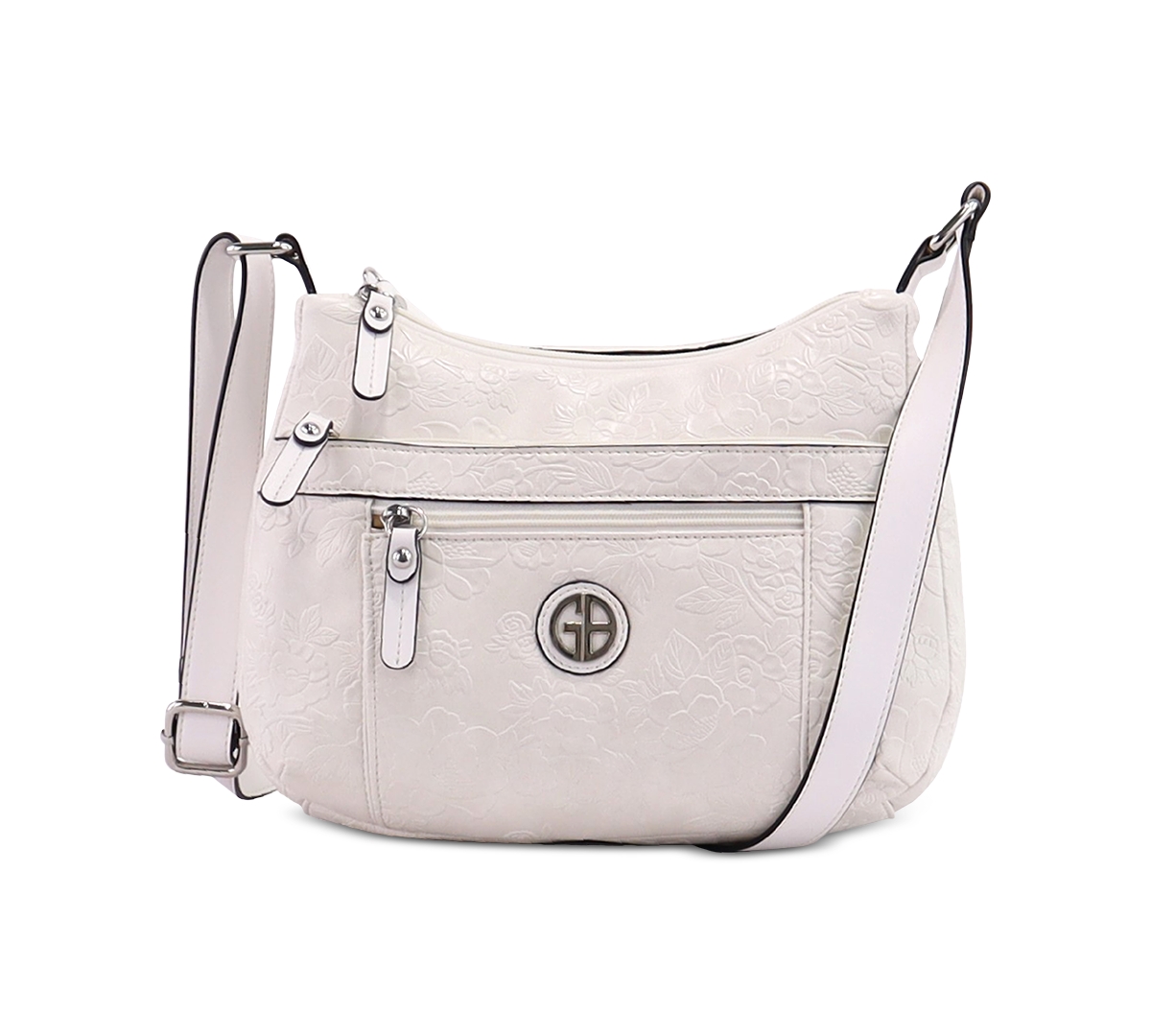Faux Leather Tooling Hobo, Created for Macy's - Ivory