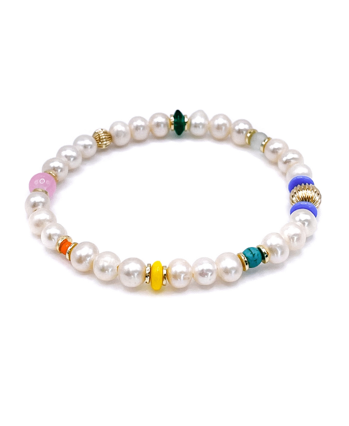 Non-Tarnishing Gold Filled Balls and Freshwater Pearls Stretch Bracelet - Multiple colors