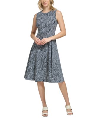 Calvin Klein - Women's Printed Scuba Crepe Sleeveless Dress