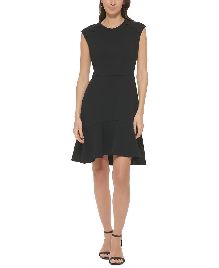 Calvin Klein Women's Button-Trimmed Flounce-Hem Dress & Reviews ...