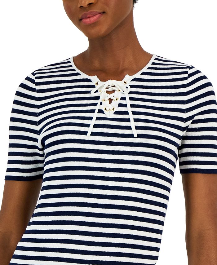 Tahari ASL Women's ShortSleeve LaceUp Top Macy's