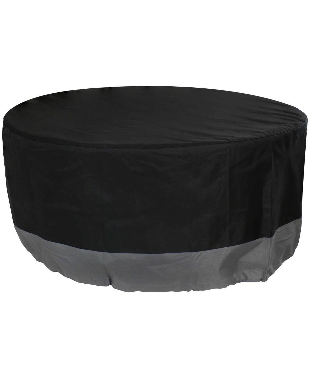 Outdoor Heavy-Duty Weather-Resistant 300D Polyester Round Fire Pit Cover - Black and gray