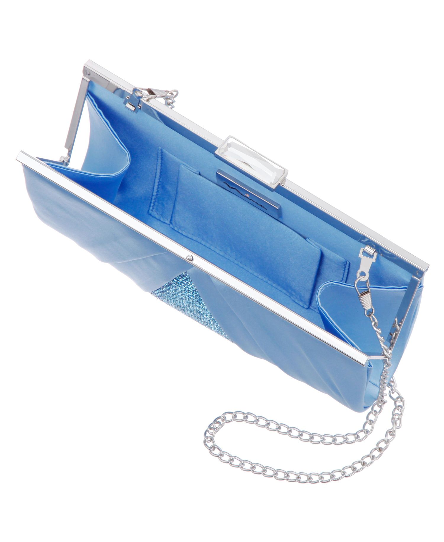 Women's Pleated Stain Crystal Frame Clutch