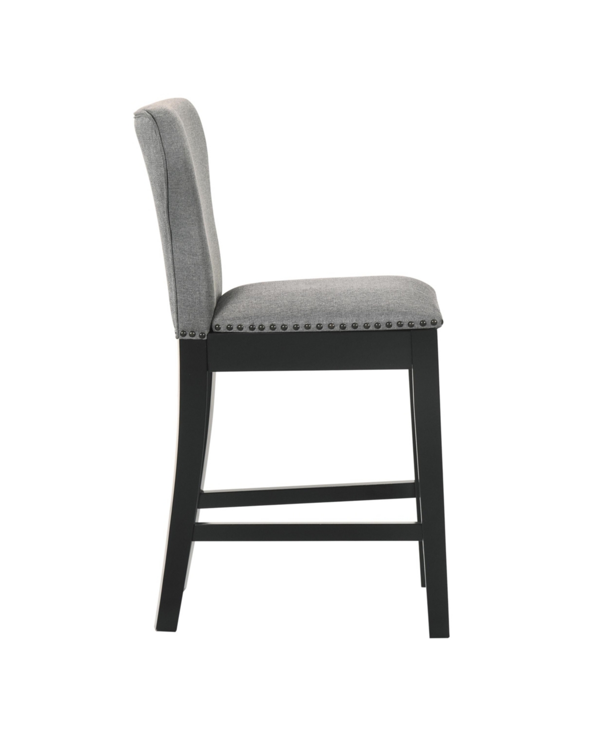 Coaster Home Furnishings 2-Piece Asian Hardwood Upholstered Solid Back Counter Height with Nail head Trim Stools Set - Black