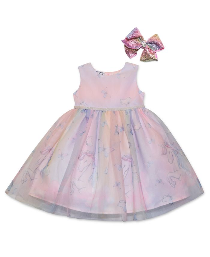 Blueberi Boulevard Little Girls Unicorn Dress and Bow Set Macy s