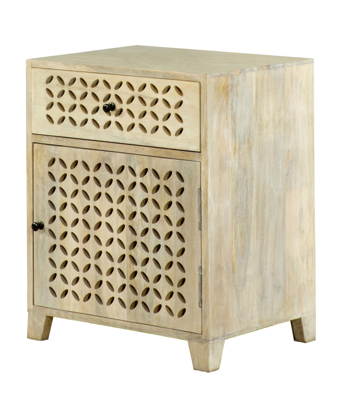 Coaster Home Furnishings Medium Density Fiberboard And Mango Wood 1-door Accent Cabinet In White Washed