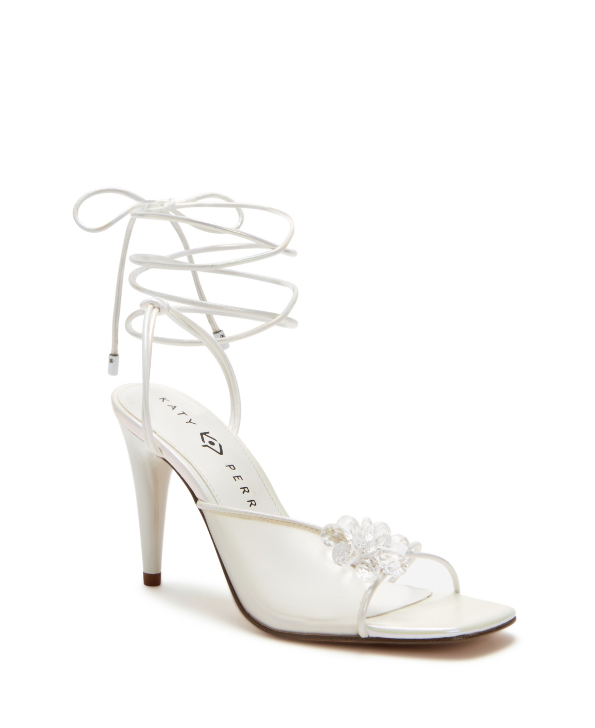 Shop Katy Perry Women's The Vivvian Flower Lace-up Sandals In Optic White