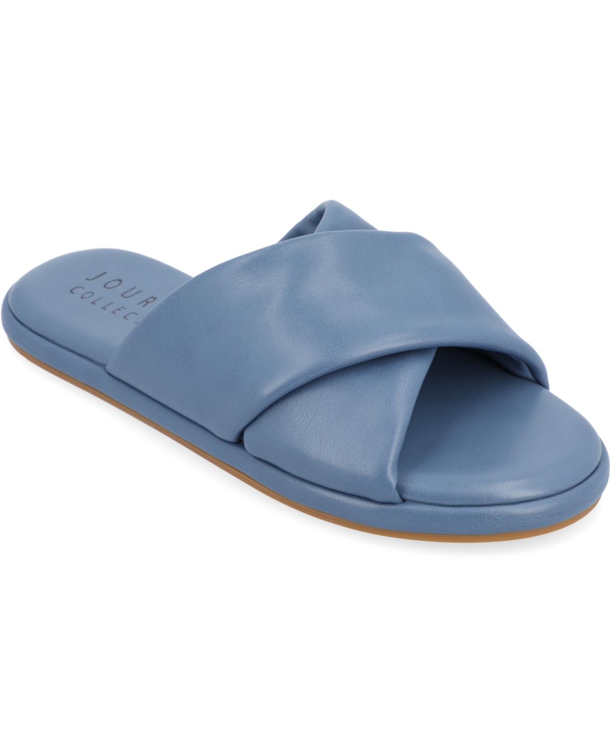 Shop Journee Collection Women's Addilynn Puff Flat Sandals In Blue