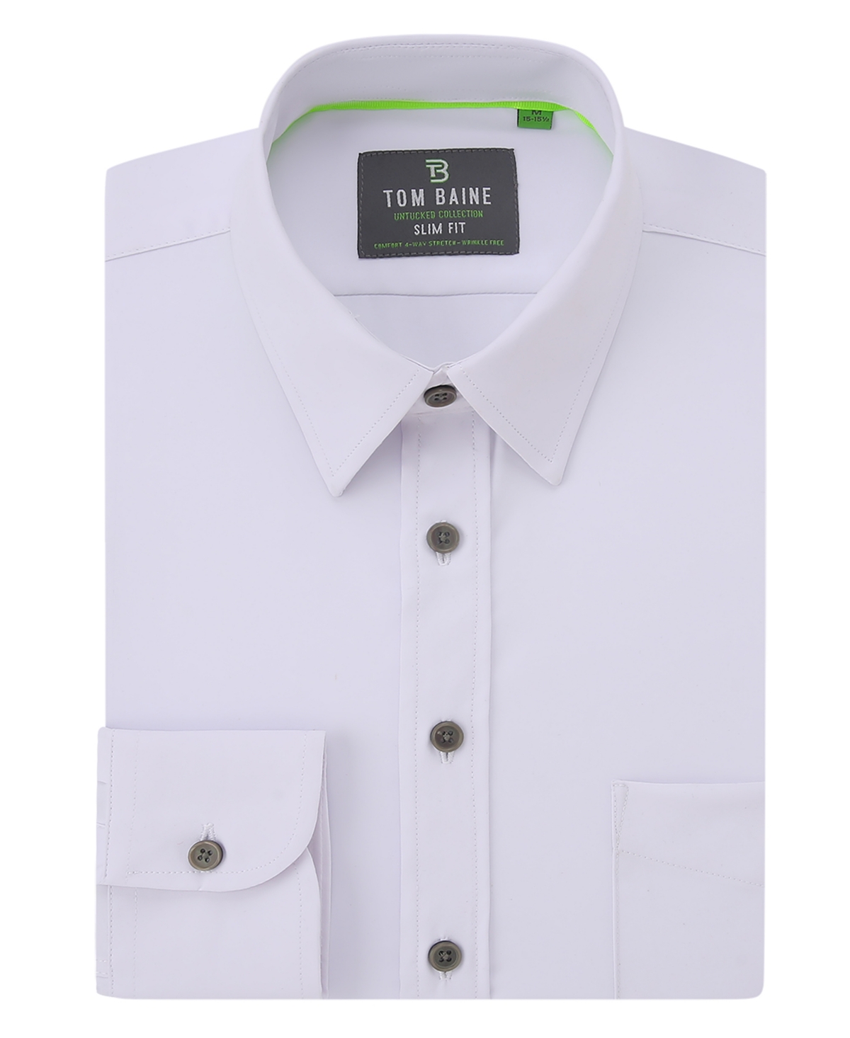 Tom Baine Men's Slim Fit Performance Long Sleeve Solid Button Down Dress Shirt