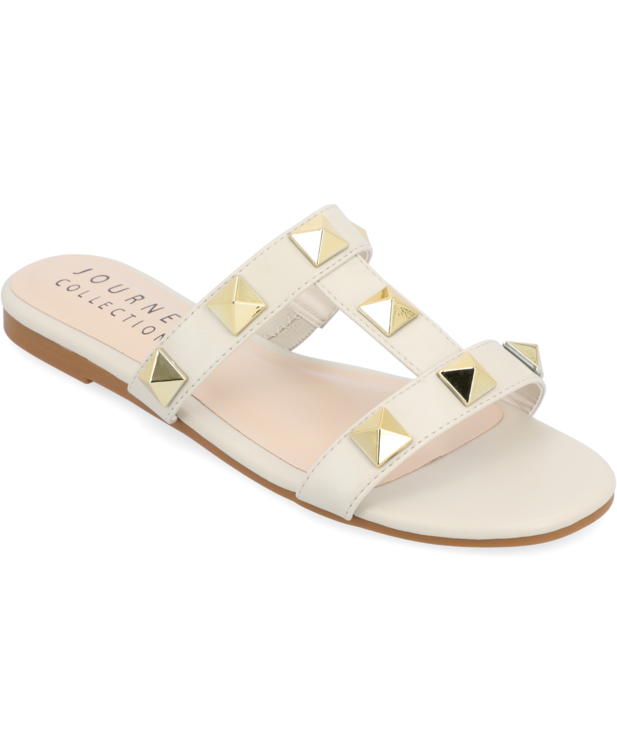 Journee Collection Kendall Studded Tru Comfort Slide Sandal In Beige