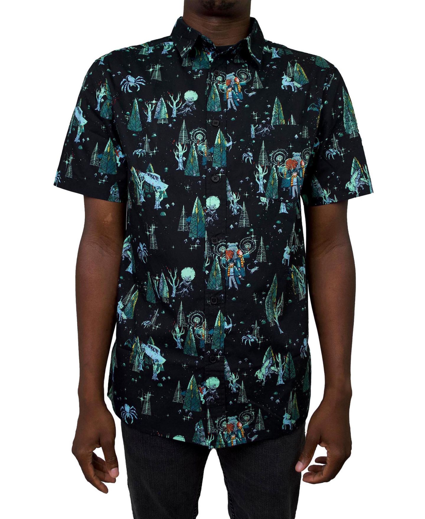 Мужская рубашка Fifth Sun Forbidden Forest Pattern Short Sleeves Woven, цвет: Разноцветный — фото 1
