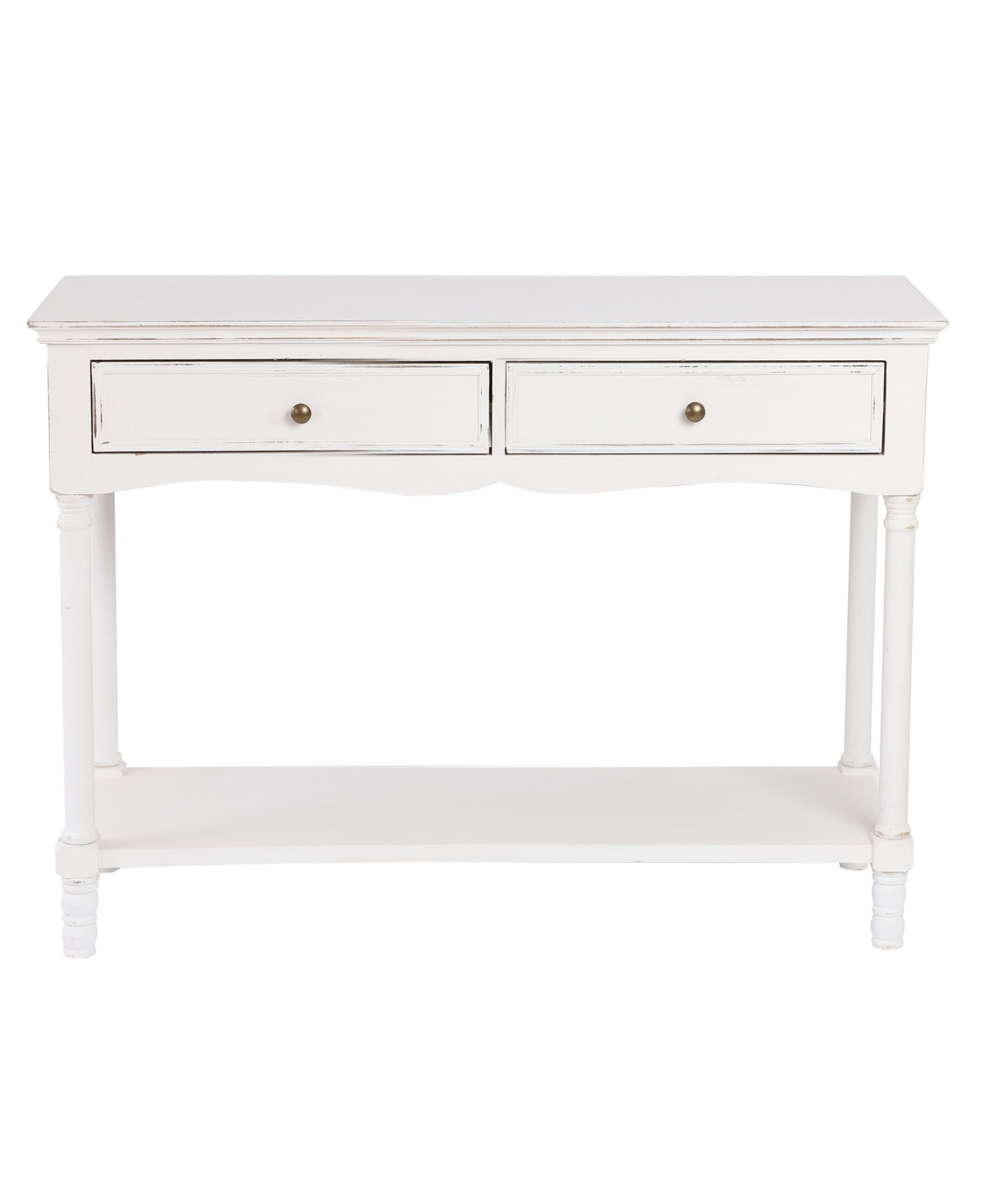 Luxen Home 31.5" Medium Density Fiberboard, Wood 2-drawer 1-shelf Console And Entry Table In Distressed White