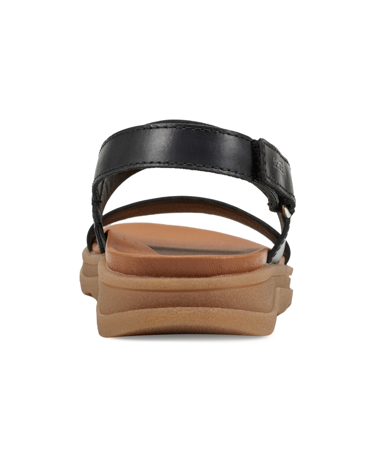 Shop Earth Women's Leah Round Toe Strappy Casual Flat Sandals In Black Leather